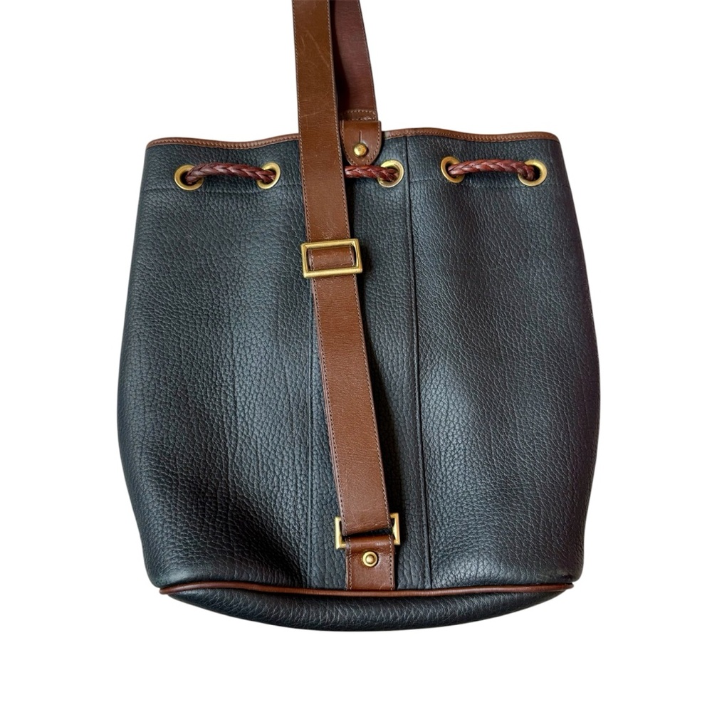 Dooney & Bourke black leather AWL drawstring close sling bucket bag classic - Picture 2 of 12